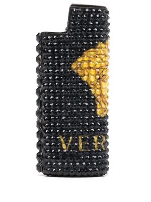 Versace crystal-embellished logo lighter - Black