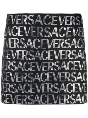 Versace crystal embellished mini skirt - Black