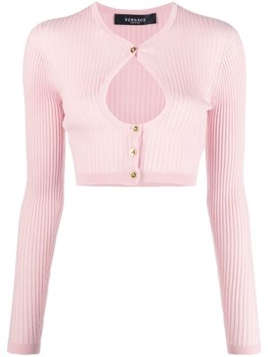 Versace cut-out detail cropped cardigan - Pink