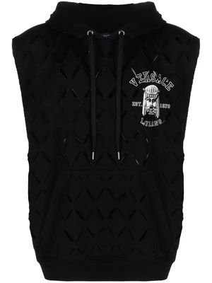 Versace cut-out logo-print sleeveless hoodie - Black