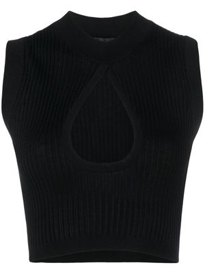 Versace cut-out ribbed crop top - Black