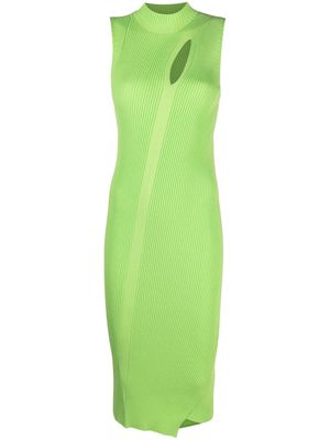 Versace cut-out ribbed-knit midi dress - Green