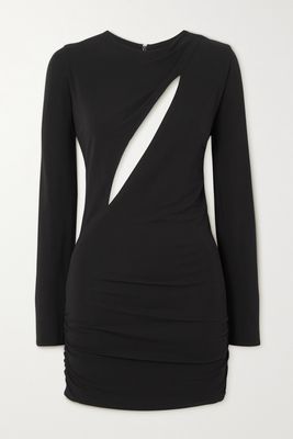 Versace - Cutout Stretch-jersey Mini Dress - Black