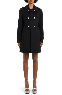 Versace Double Button Strap Virgin Wool Blend Coat in 2Bh10 Black Hot Pink