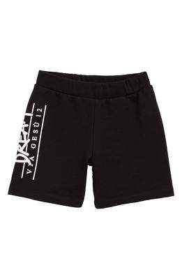 Versace Dream via Gesu Logo Cotton Shorts in 2B020 Black White