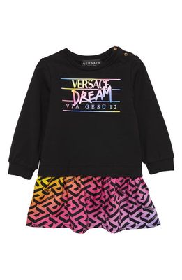 Versace Dream via Gesù Logo Sweatshirt Dress in Nero Multicolor