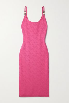 Versace - Embellished Jacquard-knit Midi Dress - Pink
