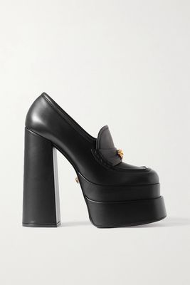 Versace - Embellished Leather Platform Loafers - Black