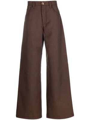 Versace embossed-logo straight trousers - Brown