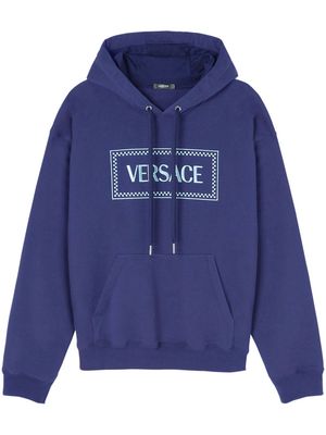 Versace embroidered-90s Vintage logo hoodie - Blue