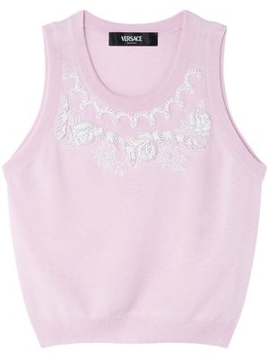 Versace embroidered knit top - Pink
