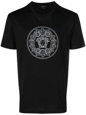 Versace embroidered-logo cotton T-shirt - Black