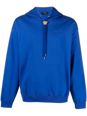 Versace embroidered-logo detail hoodie - Blue