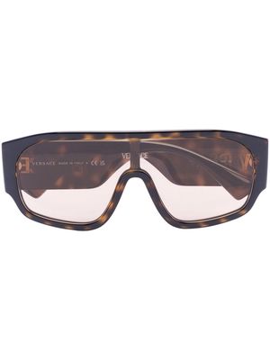 Versace Eyewear 90s mask sunglasses - Brown