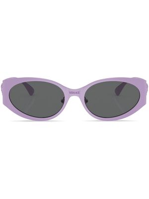 Versace Eyewear logo-plaque oval-frame sunglasses - Purple