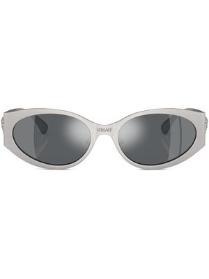 Versace Eyewear logo-plaque oval-frame sunglasses - Silver