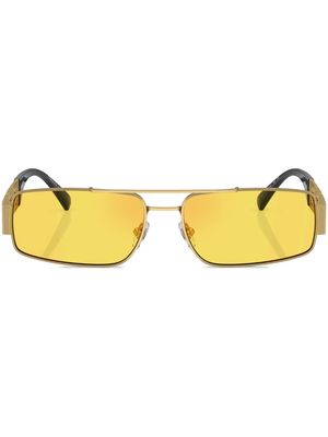 Versace Eyewear logo-plaque rectangular-frame sunglasses - Gold