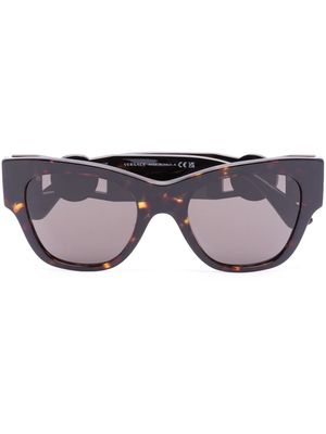 Versace Eyewear logo-plaque round-frame sunglasses - Brown
