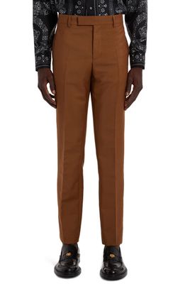 Versace Flat Front Mohair & Virgin Wool Trousers in Toffee