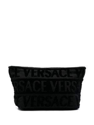 Versace flocked-logo wash bag - Black
