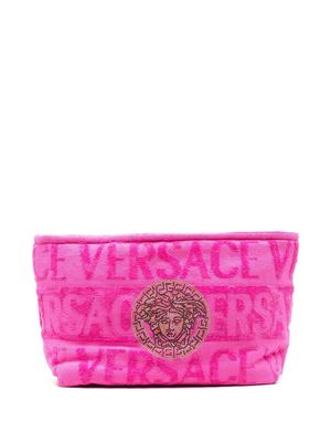 Versace flocked-logo wash bag - Pink