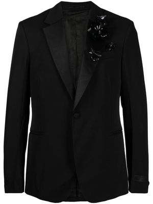 Versace floral-appliqué single-breasted blazer - Black
