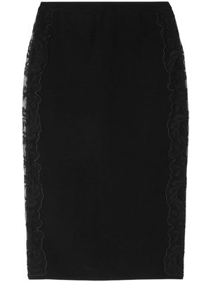 Versace floral-embroidered pencil midi skirt - Black