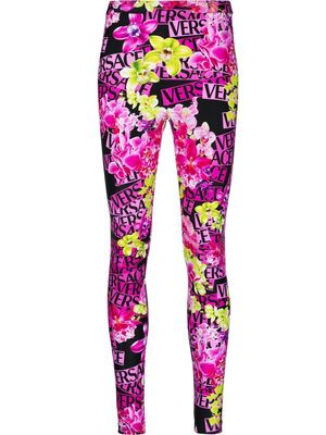 Versace floral-print leggings - Pink