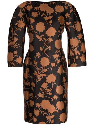 Versace Floral Silhouette rounded midi dress - Black