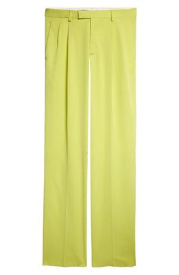 Versace Fluid Satin Twill Pleat Front Pants in Lime
