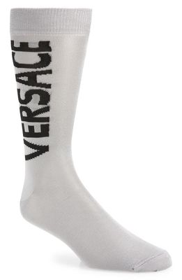 Versace Font Socks in Silver Black