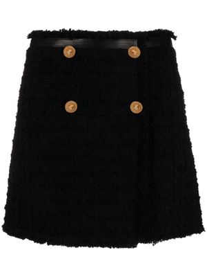 Versace frayed tweed wrap miniskirt - Black