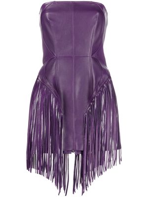 Versace fringed leather minidress - Purple