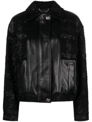 Versace glittered leather bomber jacket - Black