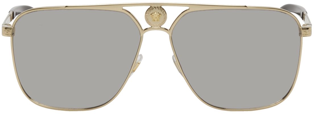 Versace Gold Medusa Medallion Pilot Sunglasses