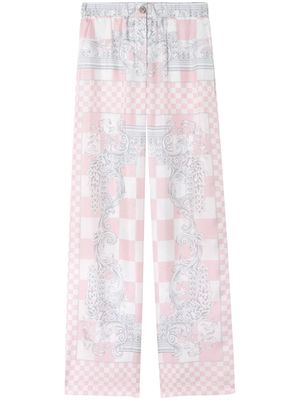 Versace graphic-print silk flared trousers - Pink