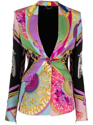 Versace graphic-print single-breasted blazer - Pink
