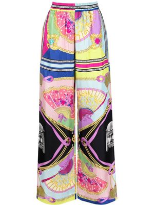 Versace graphic-print wide-leg trousers - Pink
