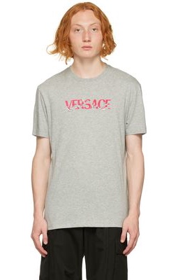 Versace Gray Embroidered T-Shirt