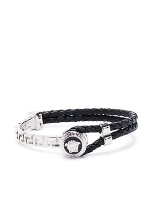 Versace Greca braided leather bracelet - Black