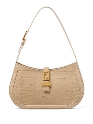 Versace Greca-detail leather shoulder bag - Neutrals