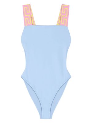 Versace Greca-detail scoop-back swimsuit - Blue