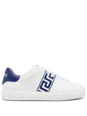 Versace Greca-embroidery leather sneakers - White