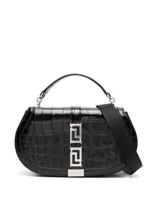 Versace Greca Goddess crocodile-embossed shoulder bag - Black
