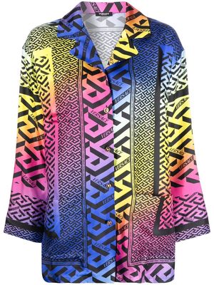 VERSACE Greca gradient-print silk shirt - Multicolour