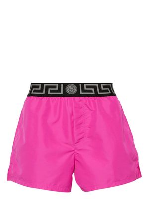 Versace Greca logo-waistband swim shorts - Pink