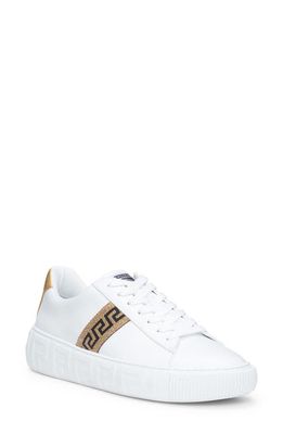 Versace Greca Low Top Sneaker in White/Gold