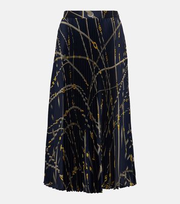 Versace Greca Nautical plissé satin midi skirt