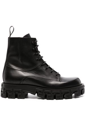 Versace Greca Portico leather boots - Black