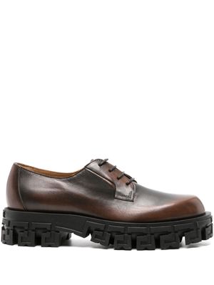 Versace Greca Portico leather derby shoes - Brown